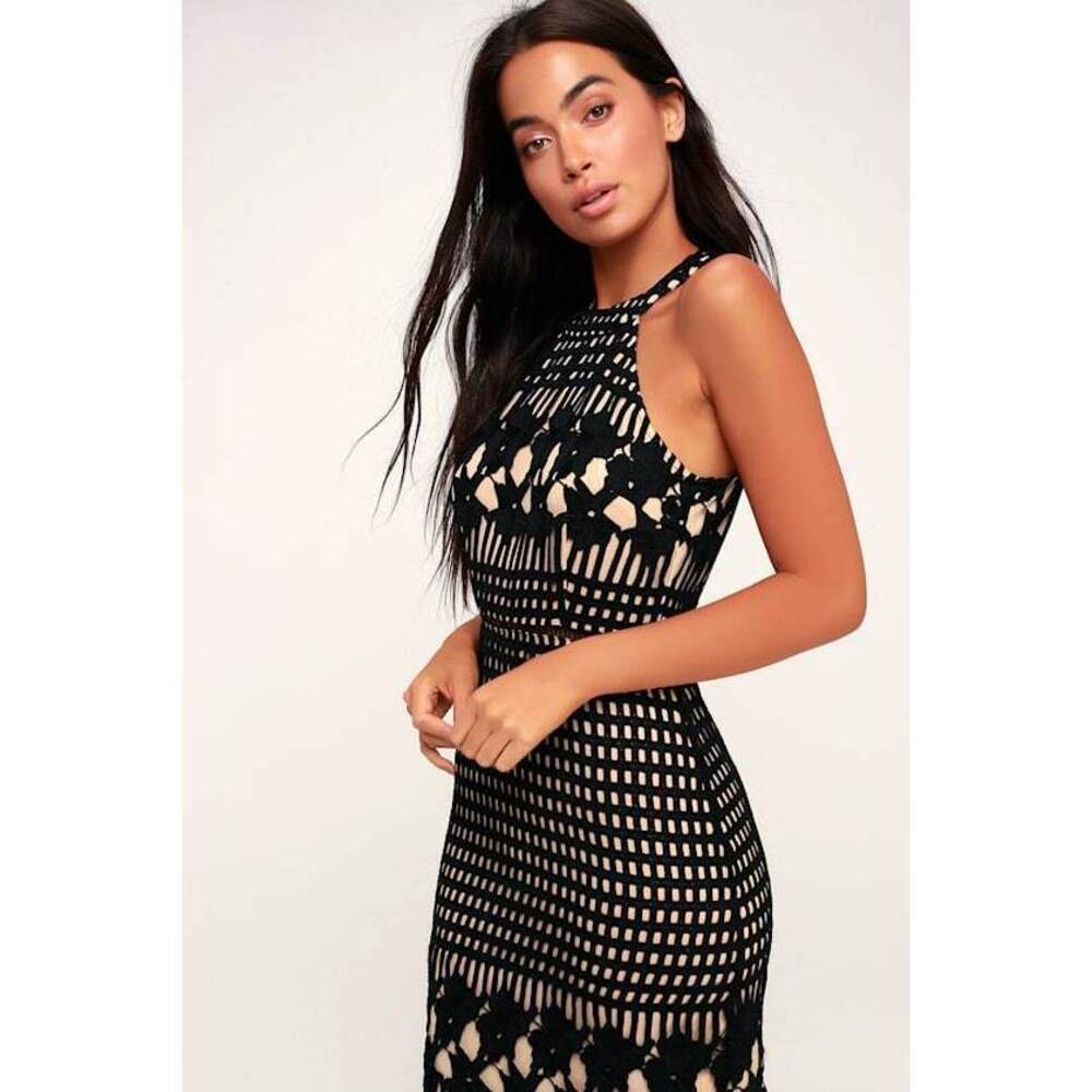 Lulus Luxe Love Black And Nude Lace Dress - Size X-Small